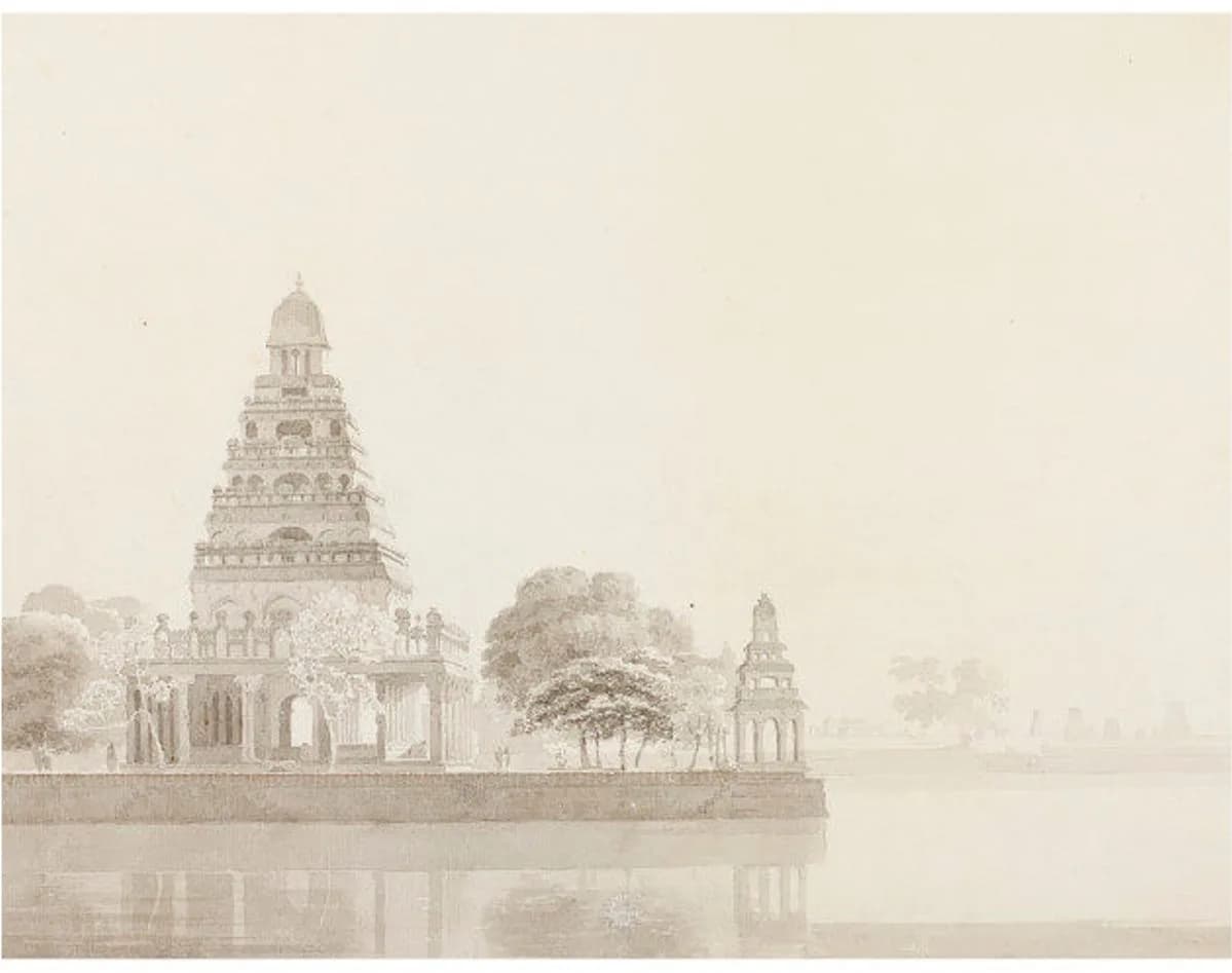 Temple watercolor backdrop